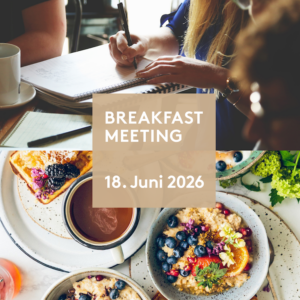 Breakfast Meeting Foto mit Essen und Titel