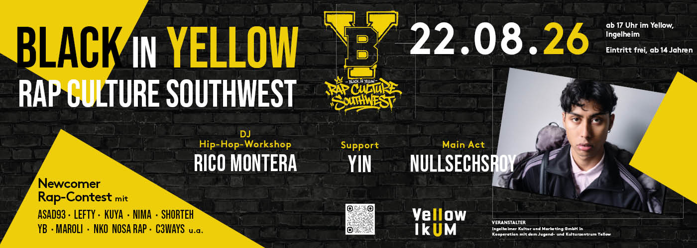 Black in Yellow – Rap Culture Southwest, Rap-Festival im Yellow Ingelheim am 22. August 2026
